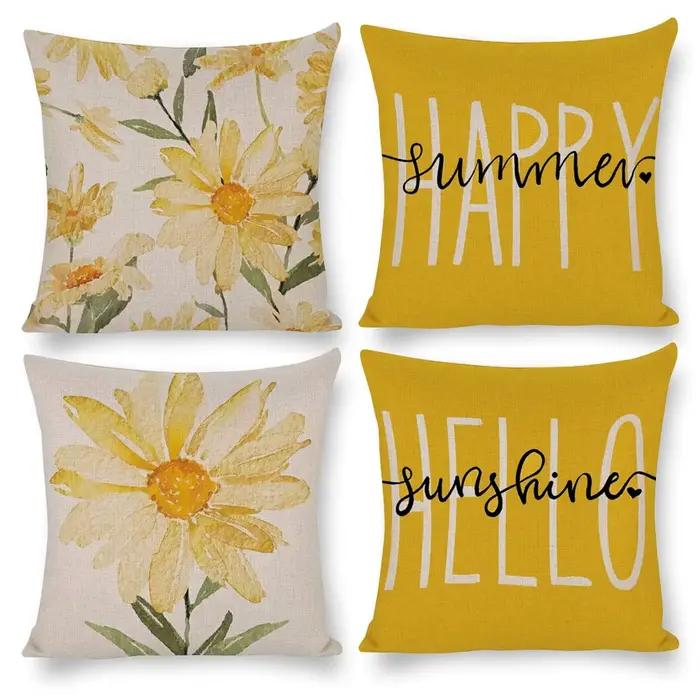 Nouveau Coussin lin 45*45 cm taie d'oreiller jaune décoration de la maison canapé oreiller coussin