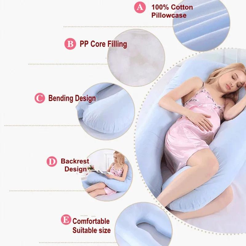 PANGDUBE oreiller de grossesse 130*70 cm oreiller de taille de couchage pour les femmes enceintes or