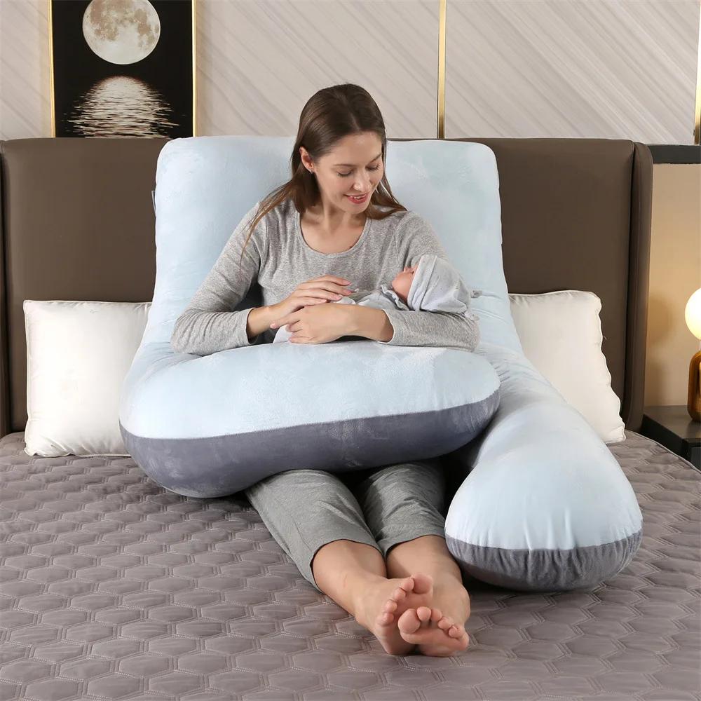 Oreiller de grossesse 130x70cm, oreiller de taille pour femmes enceintes, oreiller d'allaitement, co
