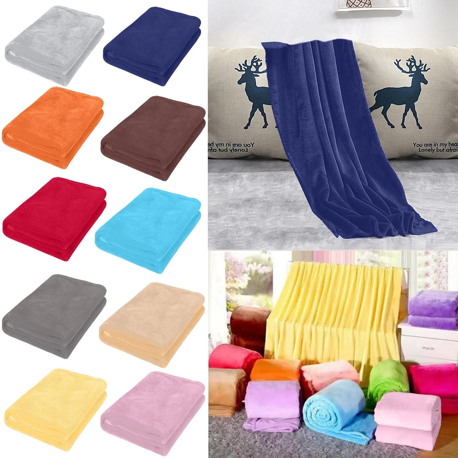 Couverture à carreaux en fausse fourrure pour lits, bleu uni, doux, chaud, mince, sourire, couvre-lit, housse de canapé, sites, hiver