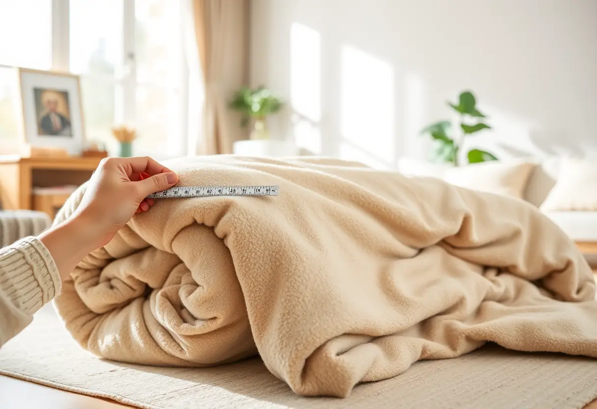 Mesure d'une couette dans un salon bien éclairé